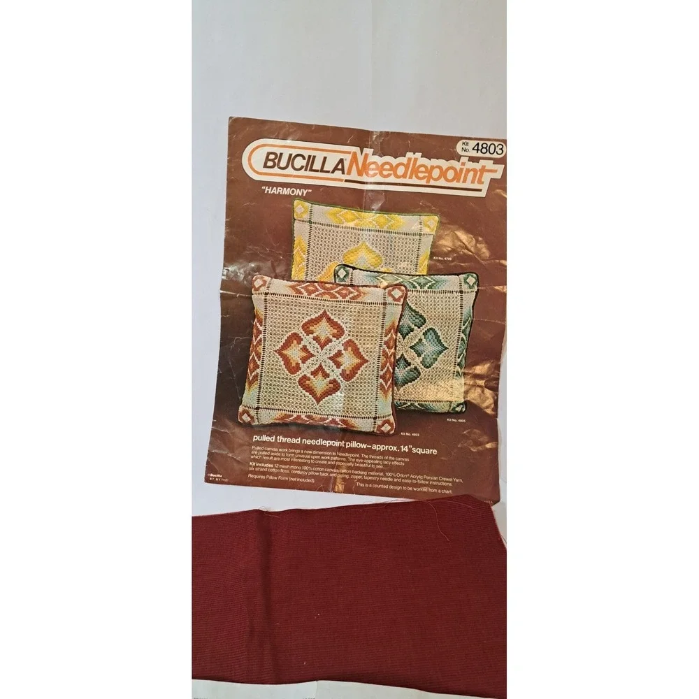 Vintage Bucilla Needlepoint Kit‎ Harmony 4803 Pulled Thread Pillow 14